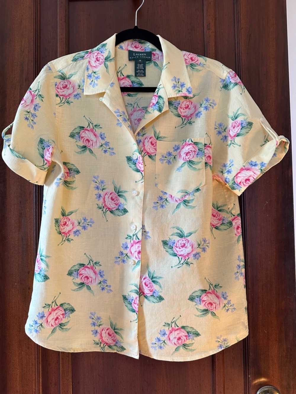 Lauren Ralph Lauren Yellow Floral Short-Sleeve Button-Up